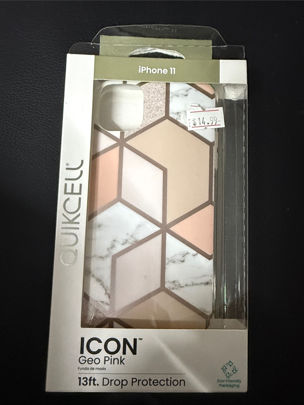 Quickcell ICON Geo Pink iPhone 11 Case - Pink/White Marble